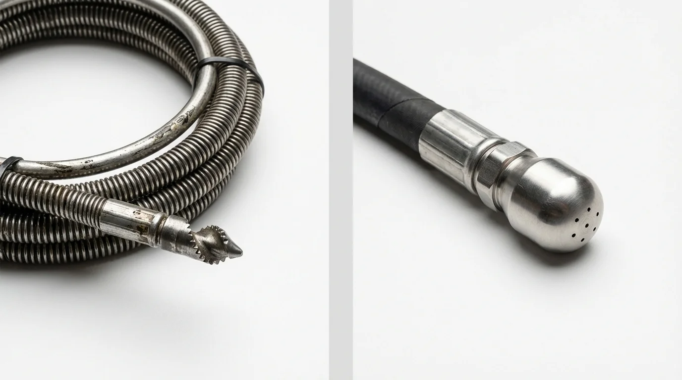 Drain snake cable and hydro jetting nozzle used for drain cleaning in Palisade, CO