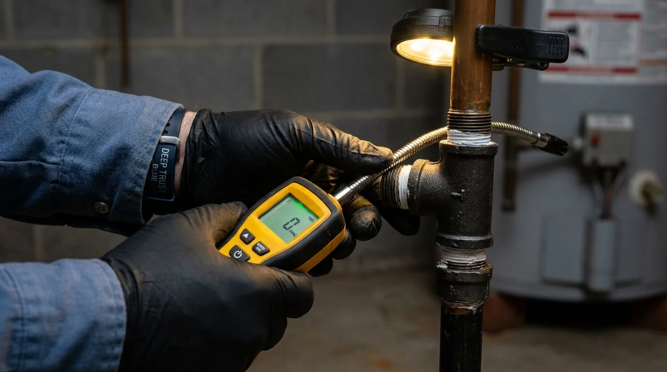 Gas leak detection with electronic sniffer by Johns Plumbing LLC in Palisade